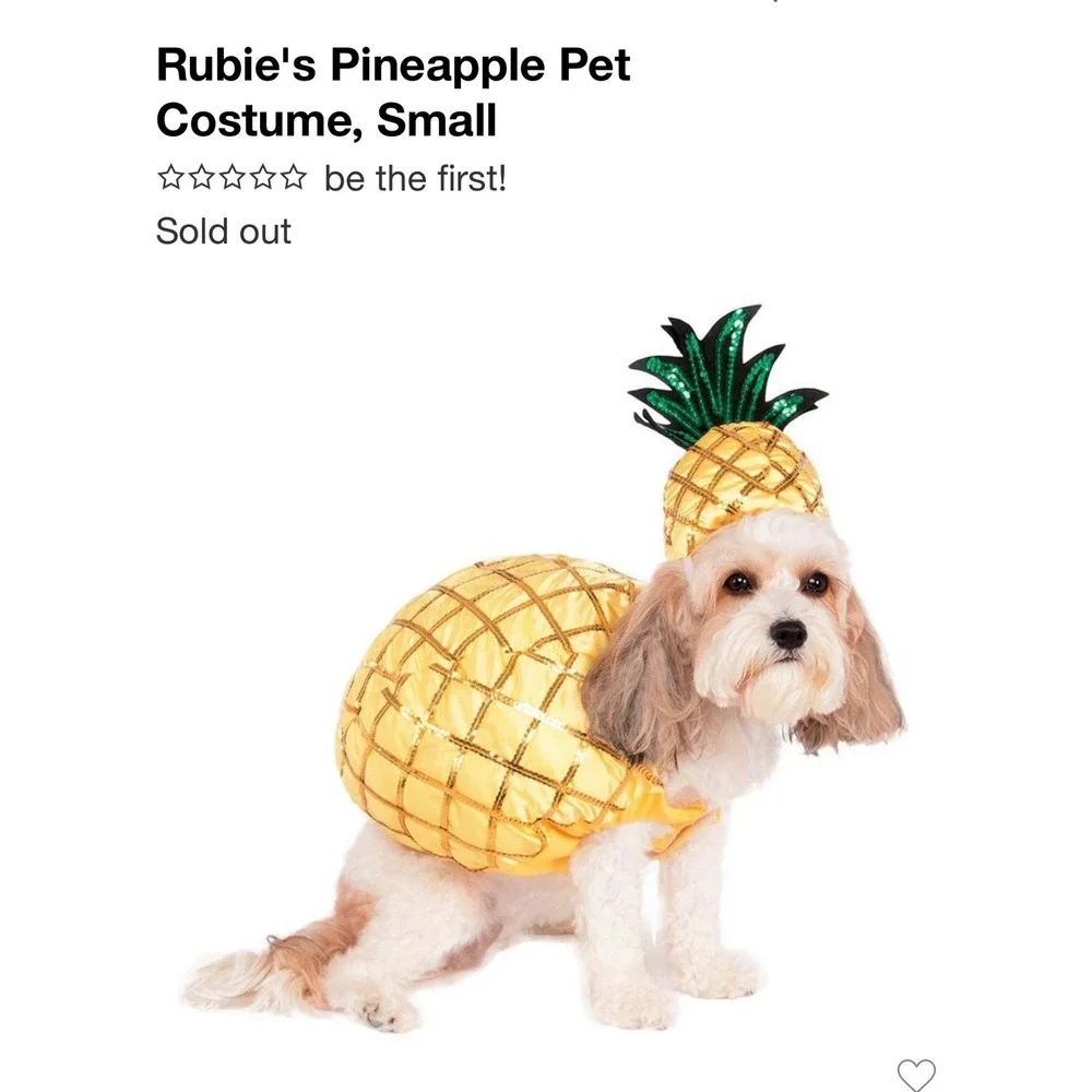 Rubie's Pineapple Pet Dog Costume Yellow Sequin Two Piece Set Large